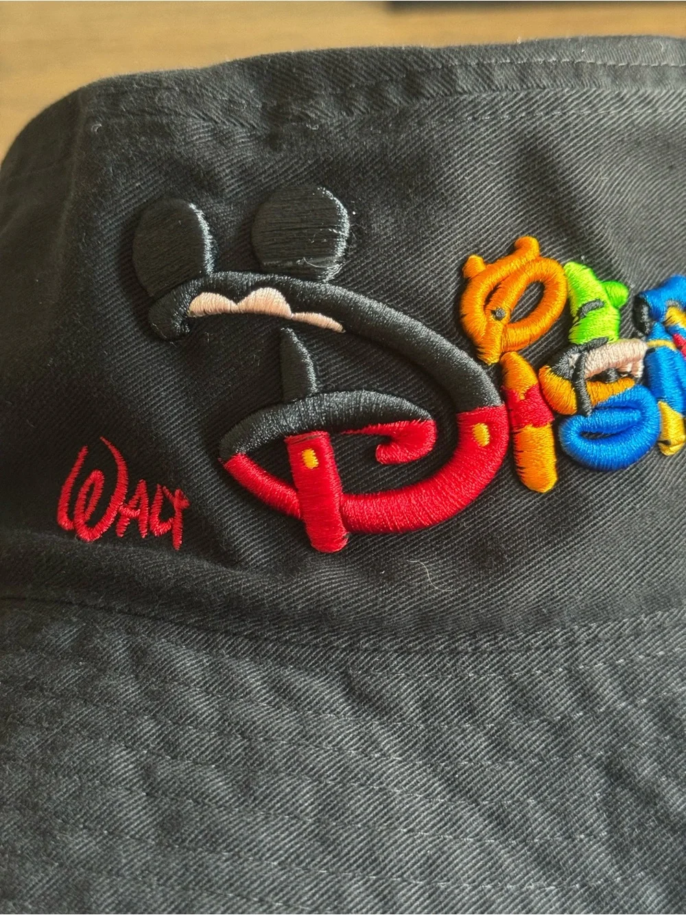 Vintage 90’s Walt Disney World Embroidered Black Bucket Hat OSFM Streetwear